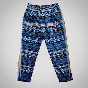 Anthropologie Elevenses Blue Multicolor Aralia Patterned Joggers Womens 2